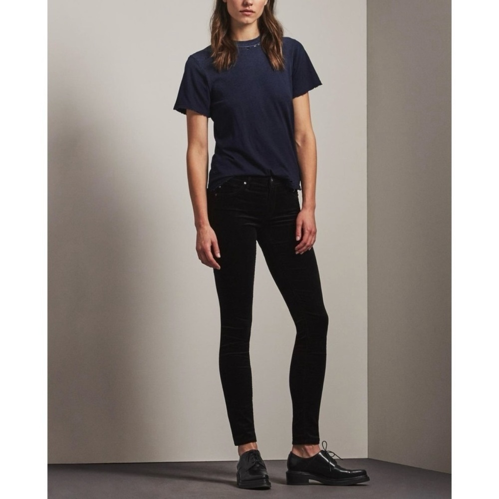 AG Adriano Goldschmied Velvet The Legging Super Skinny Pants Women’s 26 Black - Picture 2 of 13